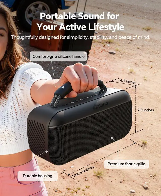 Alt view image 5 of 7 - Portable Bluetooth Speaker Wireless: 100W(Peak) SoundPulse 2.0 with BassBoost, Waterproof Loud Party Speakers, Unlimited Pairing, TWS for Outdoor/Indoor, Beach Vacation Essential, Black