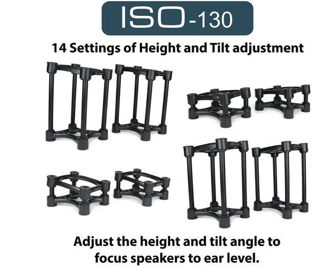 Alt view image 3 of 6 - Iso-Stand Series Speaker Isolation Stands with Height & Tilt Adjustment: Iso-130 (5.1" x 6) Pair
