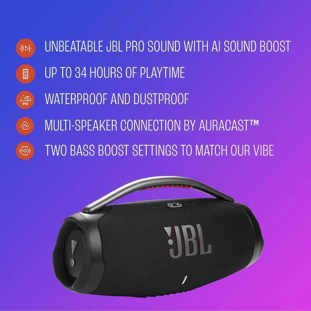 Alt view image 14 of 14 - Boombox 4 Portable Bluetooth Speaker - Black