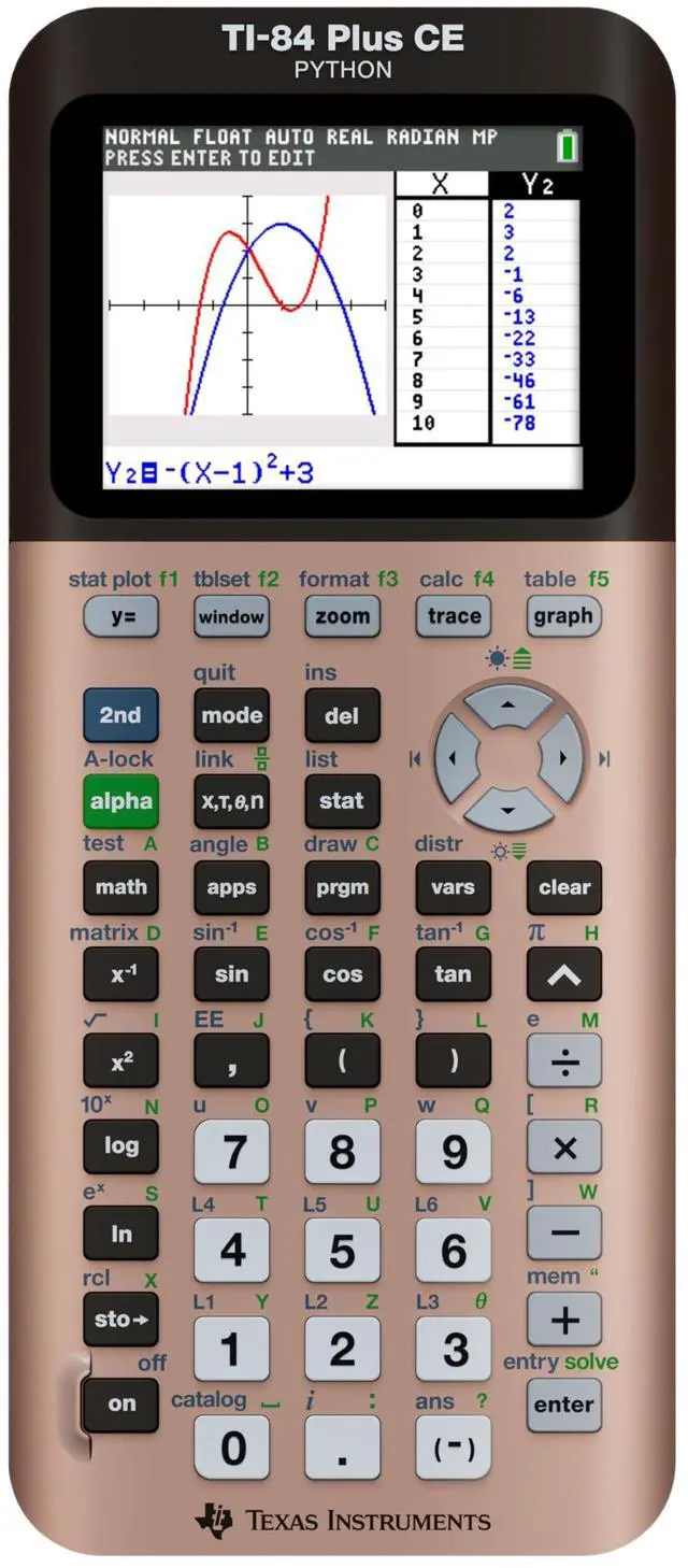 Alt view image 15 of 20 - Texas Instruments TI-84 Plus CE Graphing Calculator - Clock, Date/Time Display, Impact Resistant Cover, Slide-on Hard Case - Battery Powered - Rose Gold