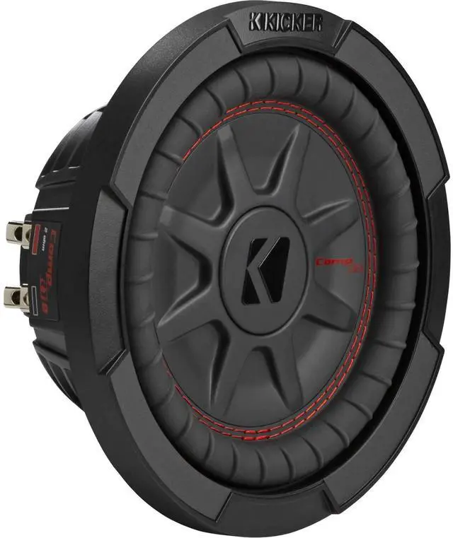Main image of 48CWRT82 CompRT 8" Subwoofer, DVC, 2-ohm | Slim design for tight spaces, dual voice coil wiring options, deep bass in trucks and compact builds