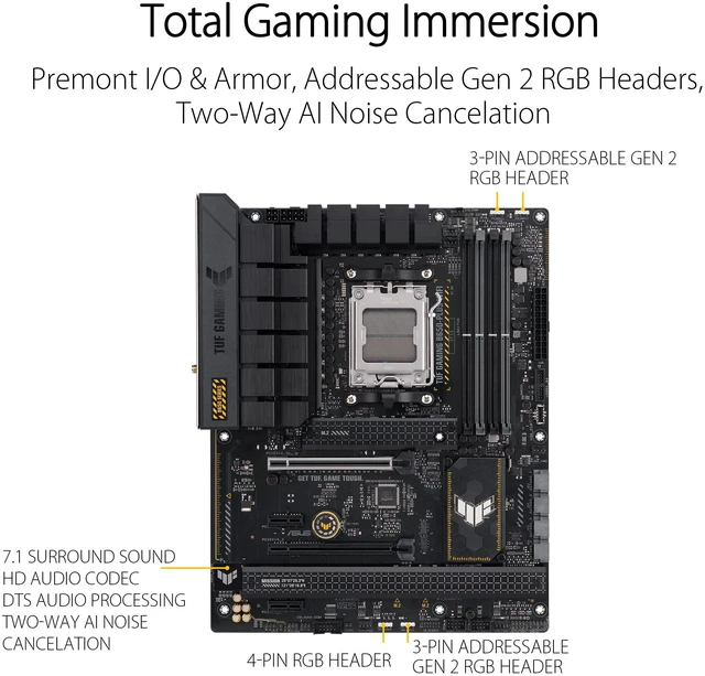 Alt view image 9 of 10 - ASUS Mainboard TUF Gaming B650-Plus WiFi - ATX - Socket AM5 - AMD B650