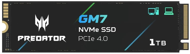 Alt view image 8 of 14 - Predator GM7 M.2 1T PCIe 4.0 SSD 7200 MB/s HMB PCIe Gen 4 x 4,NVMe 1.4 Solid State Disk
