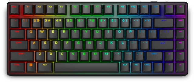 Main image of Alienware Pro Wireless Gaming Keyboard - Bluetooth 5.1/2.4 GHz Radio Frequency Connectivity, Linear Mechanical, Hot-swappable switches, Tri mode connectivity, Adjustable Height - Dark Side of the Moon