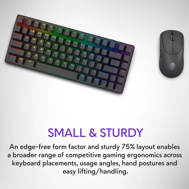 Alt view image 4 of 8 - Alienware Pro Wireless Gaming Keyboard - Bluetooth 5.1/2.4 GHz Radio Frequency Connectivity, Linear Mechanical, Hot-swappable switches, Tri mode connectivity, Adjustable Height - Dark Side of the Moon
