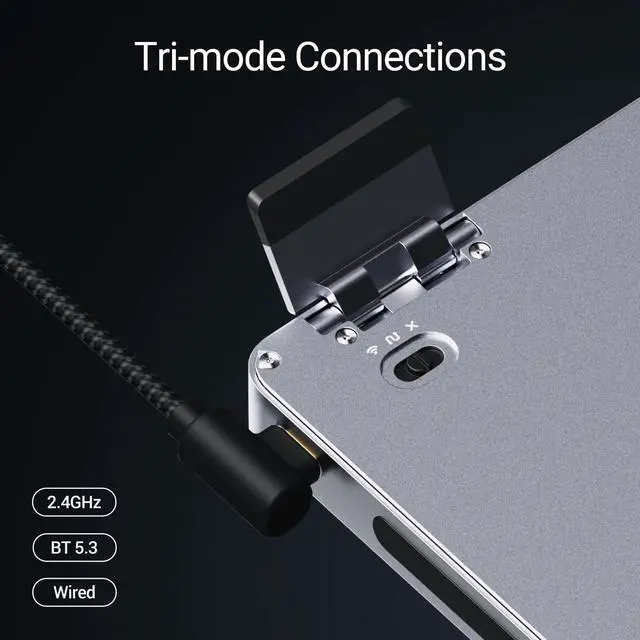 Alt view image 7 of 9 - LOFREE Flow2 Low-Profile Mechanical Keyboard, Aluminum Alloy with Void Linear Switches, Rechargeable Wireless Keyboards with 3 Mode Connections for Windows, macOS (Silver with Silence, 100 Keys)