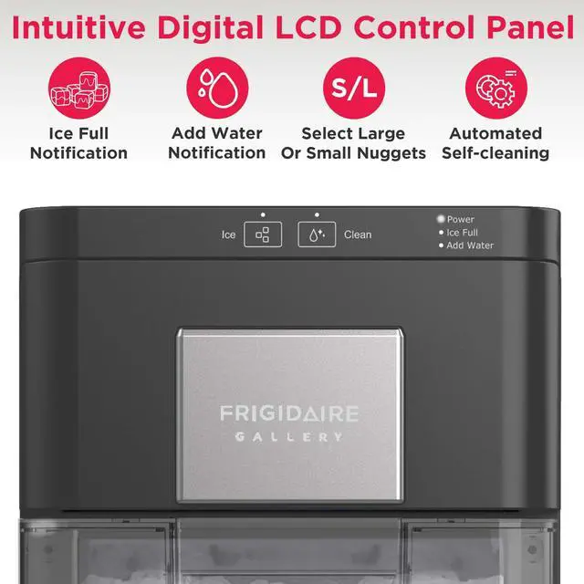 Alt view image 5 of 7 - Gallery Countertop Crunchy Chewable Nugget Ice Maker, 44lbs per Day, Auto Self Cleaning, 2.0 Gen, Black