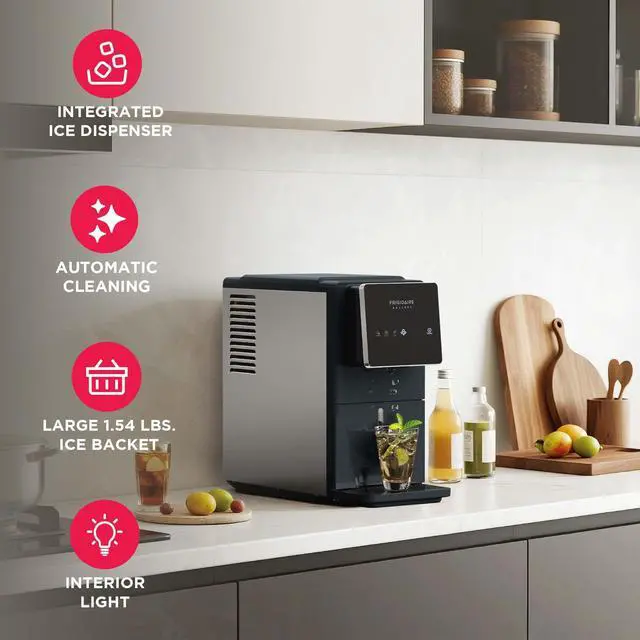 Alt view image 4 of 7 - Touchscreen Nugget Ice Maker, Countertop Ice Machine, Sonic Ice Maker with 33 lbs. Capacity, Slate