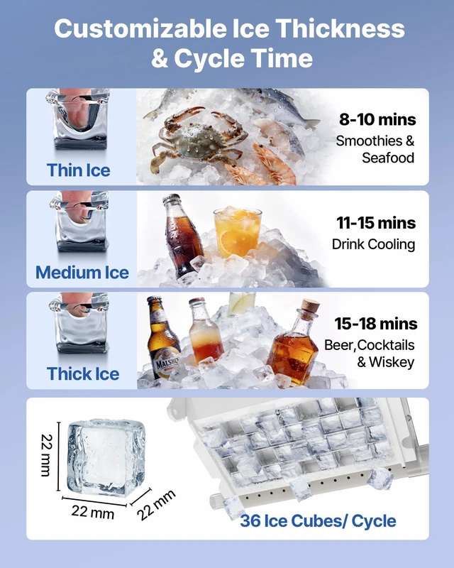 Alt view image 4 of 8 - VEVOR Commercial Ice Maker Machine, 100 lbs/24h with 30 lbs Storage Capacity, Built-in/Freestanding/Under Counter, Stainless Steel Ice Maker with LED Display & Self-Cleaning, for Home Bar Restaurant