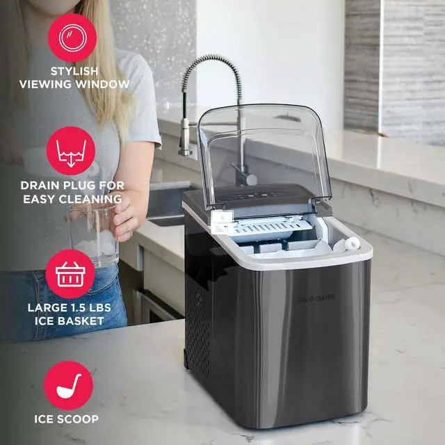 Alt view image 3 of 7 - Countertop Portable, 26 lb per Day Bullet Ice Maker Machine (Black Stainless Steel)