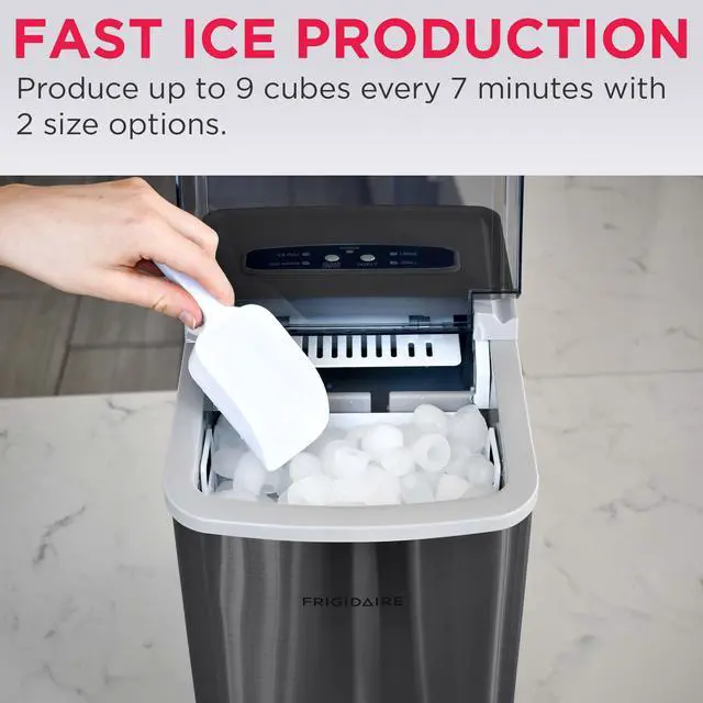 Alt view image 4 of 7 - Countertop Portable, 26 lb per Day Bullet Ice Maker Machine (Black Stainless Steel)