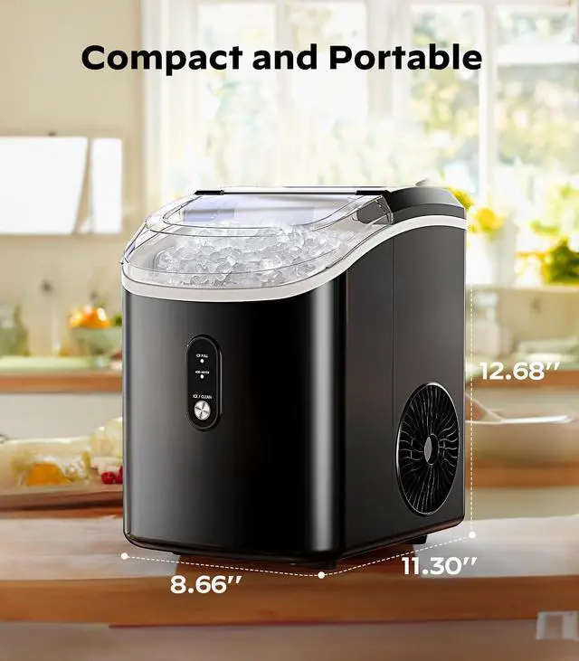 Alt view image 7 of 7 - Nugget Ice Maker Countertop, Pellet Ice Machine with Self-Cleaning Function, Produces 33 lbs of Chewable Ice in 24 Hours, Sonic Ice Maker Perfect for Home Kitchens and Offices, Black