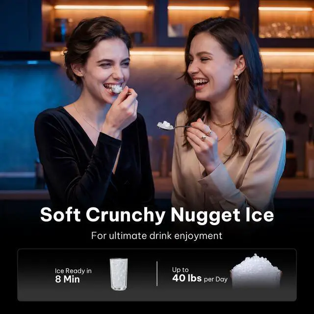Alt view image 3 of 7 - Nugget Ice Maker Countertop, Auto Drop Ice, Self Cleaning Ice Machine, 40 lbs/24H Soft Chewable Ice, Self Dispensing Nugget Ice Maker for Home, Kitchen and Party