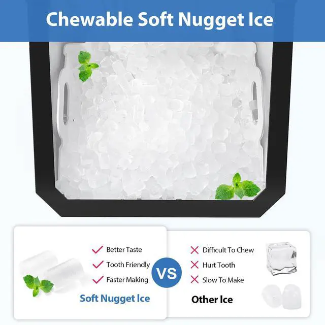 Alt view image 3 of 7 - Nugget Ice Maker Countertop, 55lbs/24H Ice Machine with 3.6L Water Tank&3.2Lbs Ice Basket, Self-Cleaning Pebble Ice Maker with Stainless Steel Housing for Home Office and Party, Silver