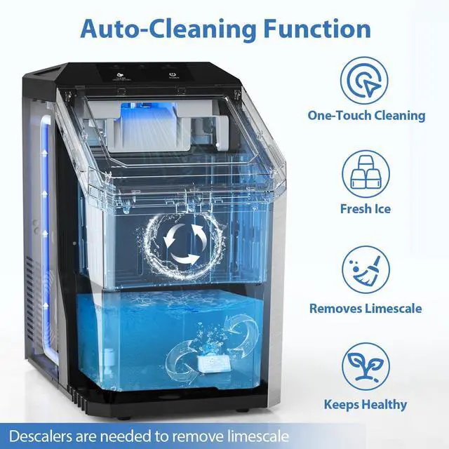 Alt view image 6 of 7 - Nugget Ice Maker Countertop, 55lbs/24H Ice Machine with 3.6L Water Tank&3.2Lbs Ice Basket, Self-Cleaning Pebble Ice Maker with Stainless Steel Housing for Home Office and Party, Silver