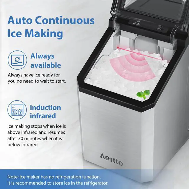 Alt view image 7 of 7 - Nugget Ice Maker Countertop, 55lbs/24H Ice Machine with 3.6L Water Tank&3.2Lbs Ice Basket, Self-Cleaning Pebble Ice Maker with Stainless Steel Housing for Home Office and Party, Silver