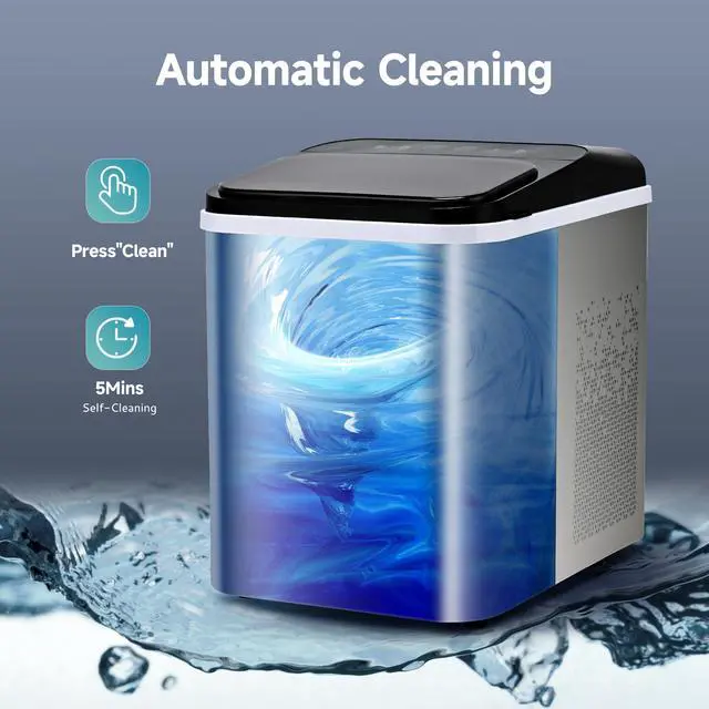 Alt view image 5 of 8 - EUHOMY Nugget Ice Makers Countertop, Ready in 8 Mins, 35lbs/24H, Self-Cleaning, Portable Ice Maker Machine with Ice Scoop & Basket, Sonic Ice Maker with Chewable Pellet Ice for Home/Party/RV/Camping