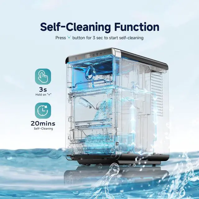 Alt view image 6 of 8 - EUHOMY LunaArc Crescent Ice Maker Countertop, 16Pcs Ready in 12Mins, 1600Pcs/Day, Auto Deep Cleaning, Timer, Adjustable Ice Thickness, Portable Ice Cube Maker for Whiskey/Coffee/Soft Drinks