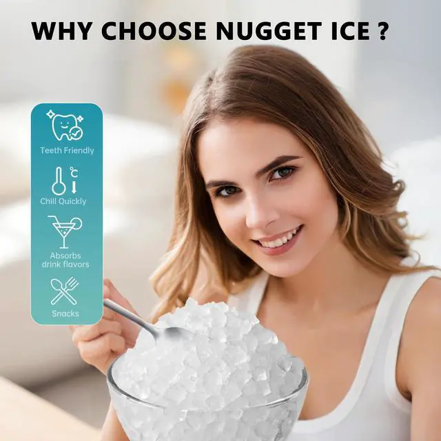 Alt view image 4 of 7 - EUHOMY Nugget Ice Maker Countertop with Handle, Ready in 6 Mins, 34lbs Per Day, Removable Top Cover, Auto-Cleaning, Portable Sonic Ice Maker with Basket and Scoop, for Home/Party/RV/Camping (Black)