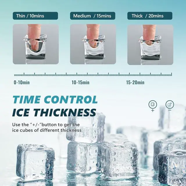 Alt view image 4 of 8 - EUHOMY Ice Cube Maker Machine Countertop, 2 Ways to Add Water, 45Lbs/Day 24 Pcs Ready in 13 Mins, Self-Cleaning Portable Compact, with Ice Scoop & Basket, Perfect for Home/Kitchen/Office/Bar