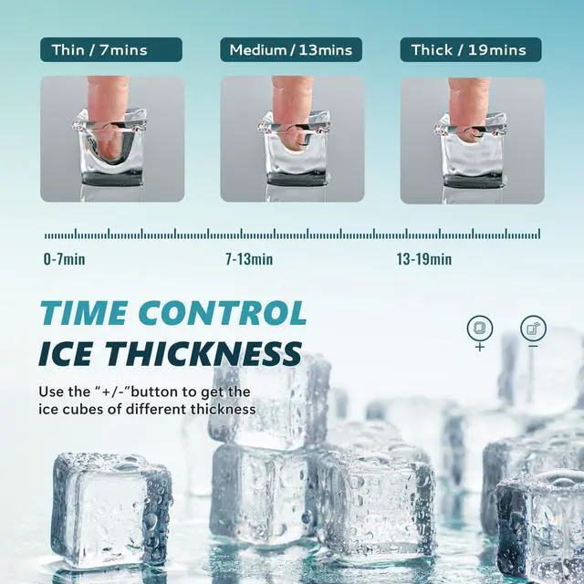 Alt view image 4 of 8 - EUHOMY Ice Cube Maker Machine Countertop with External Water Tank, 2 Ways to Add Water, 34Lbs/Day, 16Pcs Ready in 7 Mins, Auto-Cleaning, with Ice Scoop & Basket, for Home/Kitchen/Office/Bar (Black)