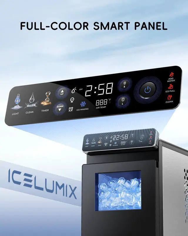 Alt view image 2 of 7 - Ice Makers Countertop with Full-Color Panel & Timer Function | Ultra Slim Design, Built-in Status Light, 26 lbs/Day, Two Ice Sizes, Portable Self-Cleaning Ice Machine for Home/Kitchen/RV