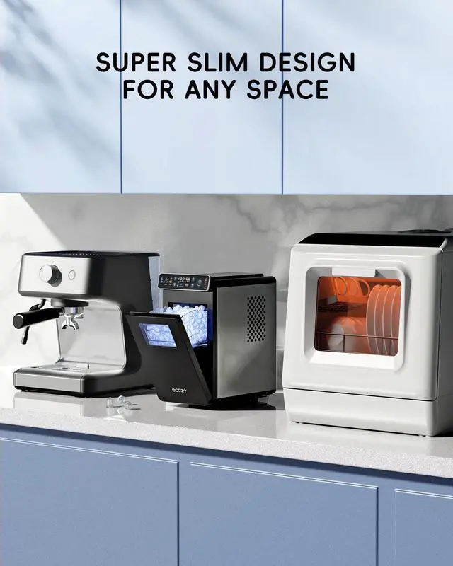 Alt view image 4 of 7 - Ice Makers Countertop with Full-Color Panel & Timer Function | Ultra Slim Design, Built-in Status Light, 26 lbs/Day, Two Ice Sizes, Portable Self-Cleaning Ice Machine for Home/Kitchen/RV
