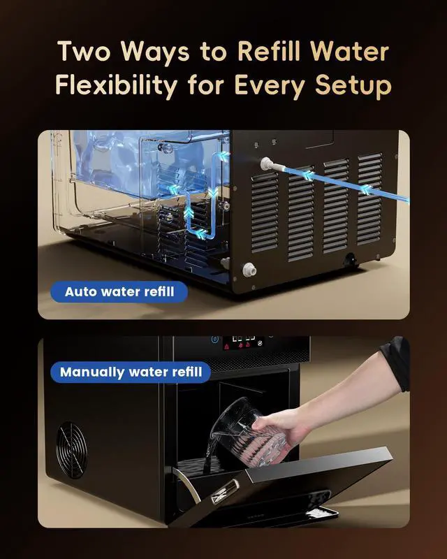 Alt view image 6 of 7 - 2" Clear Ice Ball Maker Countertop 144 Pcs/Day Sphere Ice Machine | CrystalFlux Technology, 4 Pcs in 40 Mins, Automatic Water Supply, Self-Cleaning, Enhanced Insulation