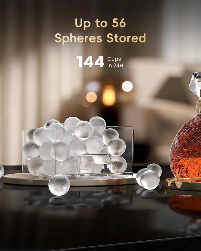 Alt view image 7 of 7 - 2" Ice Ball Maker Countertop, Clear Sphere Ice Machine, 144 Pcs/Day | CrystalFlux Technology, 4 Pcs in 40 Mins, Enhanced Insulation, Auto Water Supply, Self-Cleaning