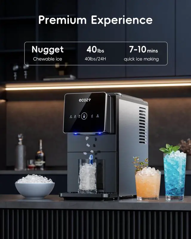 Alt view image 4 of 7 - Nugget Ice Makers Countertop Dispenser, 40lbs Per Day, Touch-Free Ice | Chewable Pebble Sonic Ice Machine Countertop, Self-Dispensing, Self-Cleaning, Mistalo Drop Slim for Home Kitchen Office