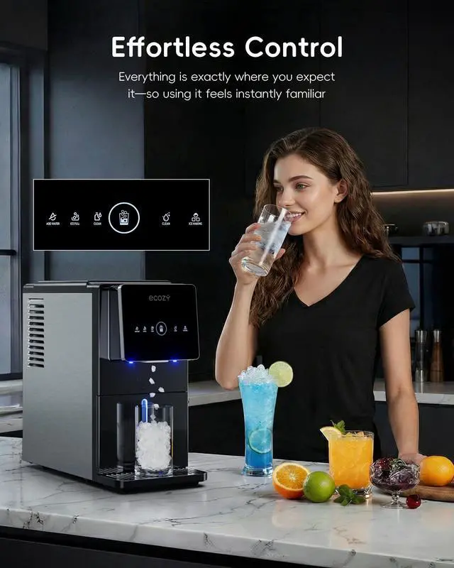 Alt view image 6 of 7 - Nugget Ice Makers Countertop Dispenser, 40lbs Per Day, Touch-Free Ice | Chewable Pebble Sonic Ice Machine Countertop, Self-Dispensing, Self-Cleaning, Mistalo Drop Slim for Home Kitchen Office