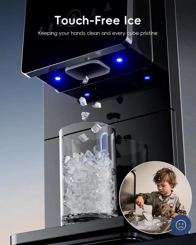 Alt view image 2 of 7 - Nugget Ice Makers Countertop Dispenser, 40lbs Per Day, Touch-Free Ice | Chewable Pebble Sonic Ice Machine Countertop, Self-Dispensing, Self-Cleaning, Mistalo Drop Slim for Home Kitchen Office