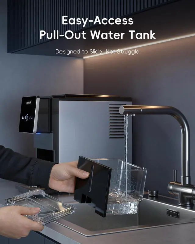 Alt view image 5 of 7 - Nugget Ice Makers Countertop Dispenser, 40lbs Per Day, Touch-Free Ice | Chewable Pebble Sonic Ice Machine Countertop, Self-Dispensing, Self-Cleaning, Mistalo Drop Slim for Home Kitchen Office