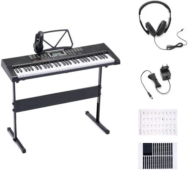 Main image of Portable Electric Keyboard Piano with 61 Full Size Keys, Built-in Speakers, Songs for Learning, Digital Piano, Black
