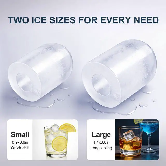 Alt view image 4 of 7 - 38lbs Per Day Countertop Ice Maker, 9 Ice Cubes in 3.5 Minutes, Self-Cleaning Portable Ice Machine with 2 Bullet Sizes for Kitchen, Camping, RV, and Party