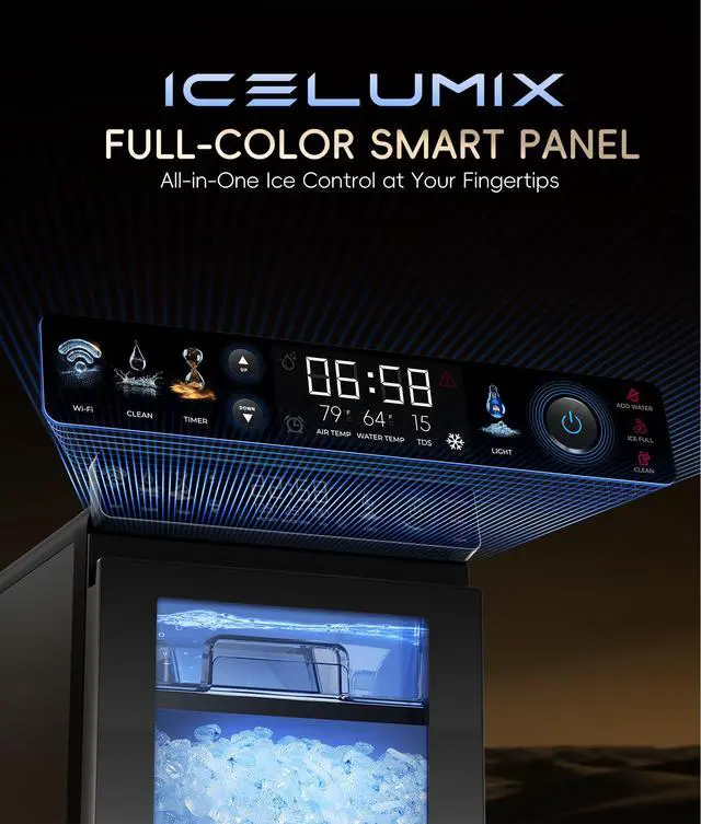 Alt view image 2 of 7 - Nugget Ice Maker Countertop, Smart Ice Machine with APP Control | 44 lbs Per Day Pebble Soft Pellet Chewable Ice with Self-Cleaning, Black