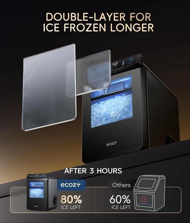 Alt view image 3 of 7 - Nugget Ice Maker Countertop, Smart Ice Machine with APP Control | 44 lbs Per Day Pebble Soft Pellet Chewable Ice with Self-Cleaning, Black