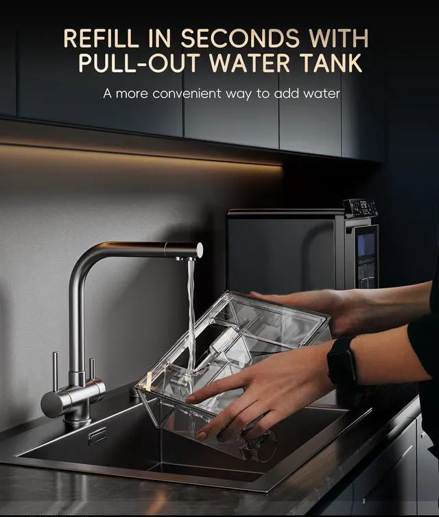 Alt view image 4 of 7 - Nugget Ice Maker Countertop, Smart Ice Machine with APP Control | 44 lbs Per Day Pebble Soft Pellet Chewable Ice with Self-Cleaning, Black