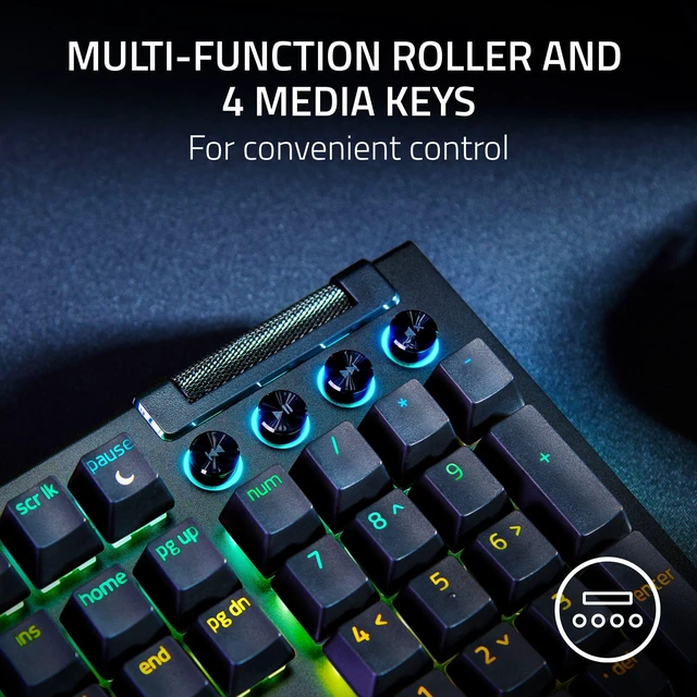Alt view image 7 of 7 - Razer BlackWidow V4 Mechanical Gaming Keyboard: Green Switches Tactile & Clicky - Chroma RGB - 6 Dedicated Macro Keys - Magnetic Wrist Rest- Multi-Function Roller &Media Keys