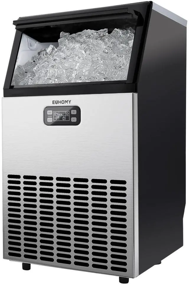 Main image of EUHOMY Commercial Ice Maker Machine, 100lbs/24H Stainless Steel Under Counter ice Machine with 33lbs Ice Storage Capacity, Freestanding Ice Maker.