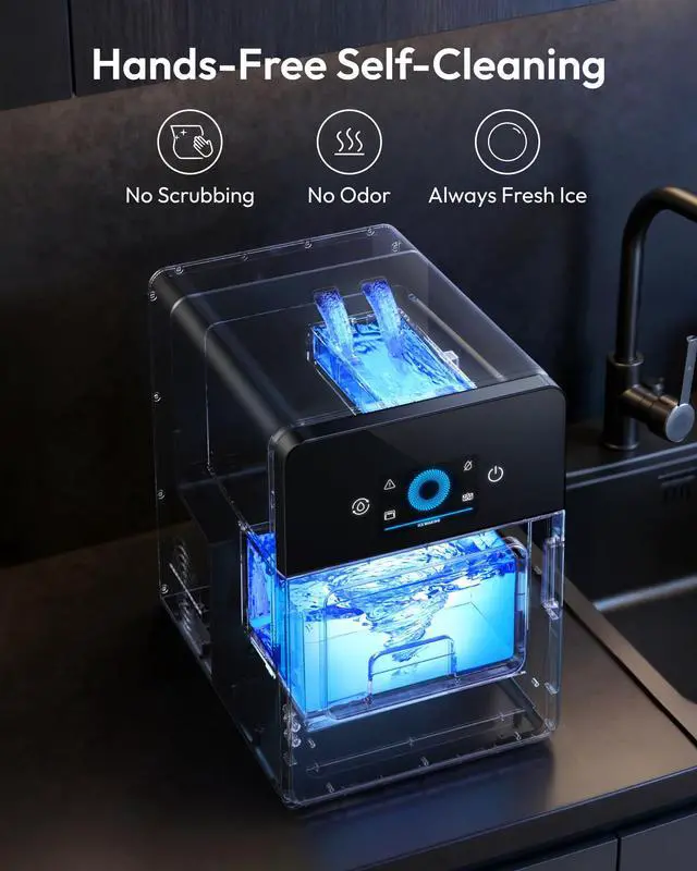 Alt view image 5 of 8 - EUHOMY 2" Ice Ball Maker Countertop, 4Pcs Ready in 40Mins, 144Pcs/day, Self-Cleaning Sphere Ice Maker Machine with Crystal Clear Ice, Round Ice Cube Maker for Whiskey & Bourbon