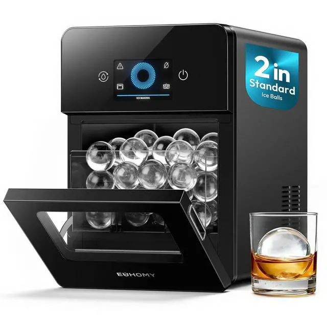 Main image of EUHOMY 2" Ice Ball Maker Countertop, 4Pcs Ready in 40Mins, 144Pcs/day, Self-Cleaning Sphere Ice Maker Machine with Crystal Clear Ice, Round Ice Cube Maker for Whiskey & Bourbon