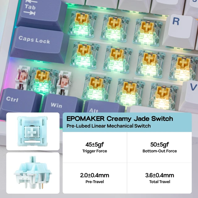 Alt view image 6 of 7 - TH108 PRO Full Size Mechanical Keyboard with Screen & Knob | Wireless Gaming Keyboard with 10000mAh, Creamy Gasket, Hot Swap, Custom Driver, RGB Backlight (White, Creamy Jade)