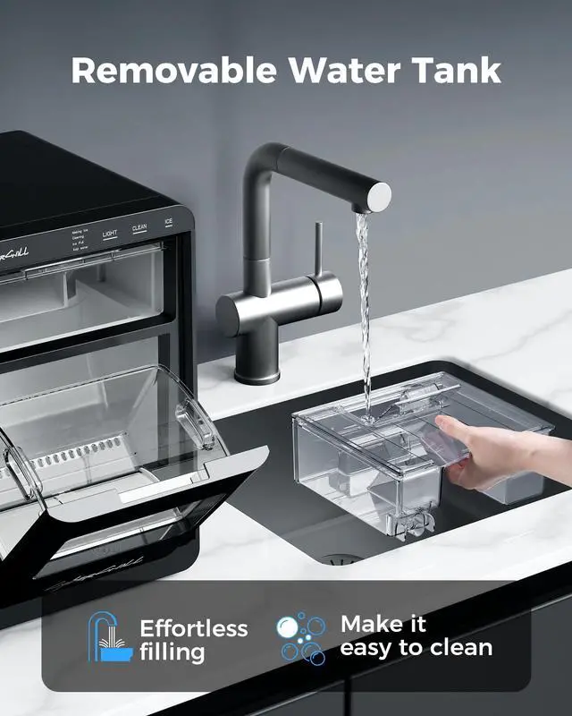 Alt view image 4 of 7 - Nugget Ice Makers Countertop, 44lbs Per Day, Pebble Ice Machine | Sonic Ice Makers Machine Chewable Pellet Ice, Self-Cleaning Removable Water Tank See Through Window for Home, Office, Party