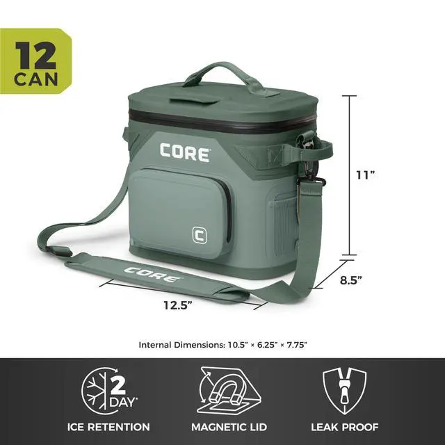 Alt view image 5 of 7 - Magnetic Leak Proof 12 Can Soft Cooler with Waterproof Zipper | Insulated Bag Portable Ice Chest Box | Best Soft Cooler for Food & Beverages for Tailgating, Car Camping, and Family Beach Picnics