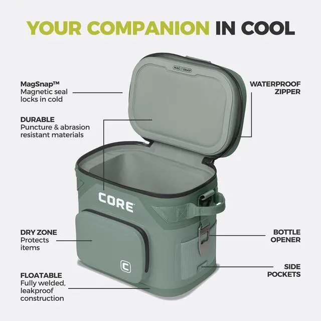 Alt view image 6 of 7 - Magnetic Leak Proof 12 Can Soft Cooler with Waterproof Zipper | Insulated Bag Portable Ice Chest Box | Best Soft Cooler for Food & Beverages for Tailgating, Car Camping, and Family Beach Picnics