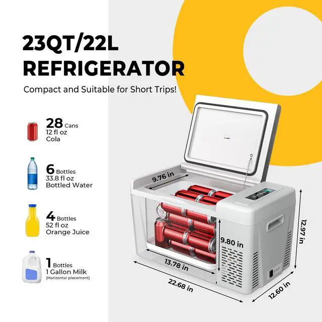 Alt view image 5 of 6 - BougeRV 12 Volt Refrigerator 12V Car Fridge 23 Quart Portable Freezer Compressor Cooler 12/24V DC 110~240 Volt AC for Truck Van RV Camper SUV Travel Camping Road Trips Tailgating -7~50
