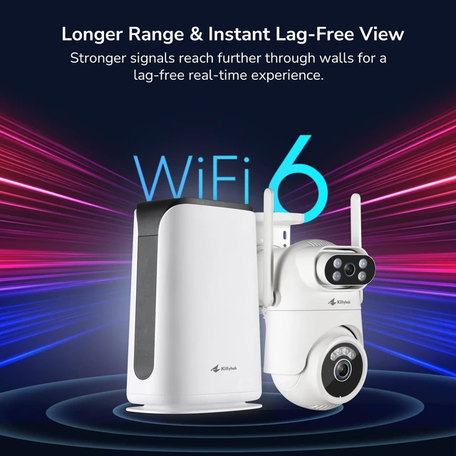 Alt view image 6 of 7 - Kittyhok Home Security Camera System Wireless, Dual Lens 2K Outdoor Cameras | Add-on Cam, 2.4/5GHz WiFi, Motion Detection, Auto Tracking, 360° Pan & Tilt, Color Night Vision, 2-Way Audio, 24/7 Record