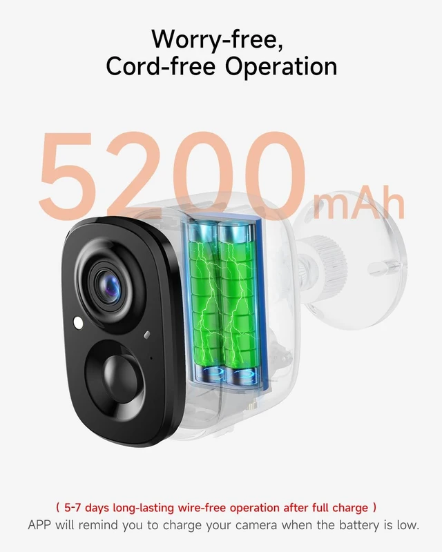 Alt view image 2 of 7 - 2 Pack 2.5K Security Camera Wireless Outdoor, 2.4G WiFi Battery Powered Outdoor Camera, Magnetic Mount Cameras for Home Security, Color Night Vision, Spotlight, Siren Alarm, 2-Way Talk