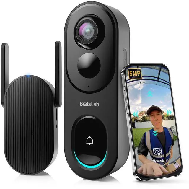 Main image of Doorbell Camera Wireless, 5MP Video Doorbell with 180°Panoramic View, Battery Powered Door Bell, Package Detection, 2.4 GHz WiFi, Easy Installation, AI Motion Detection, VR Mode
